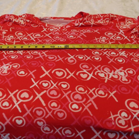 Just Be XL X's and O's Red/White/Pink Very Soft Cozy Night Gown Short Sleeve - Picture 5 of 12